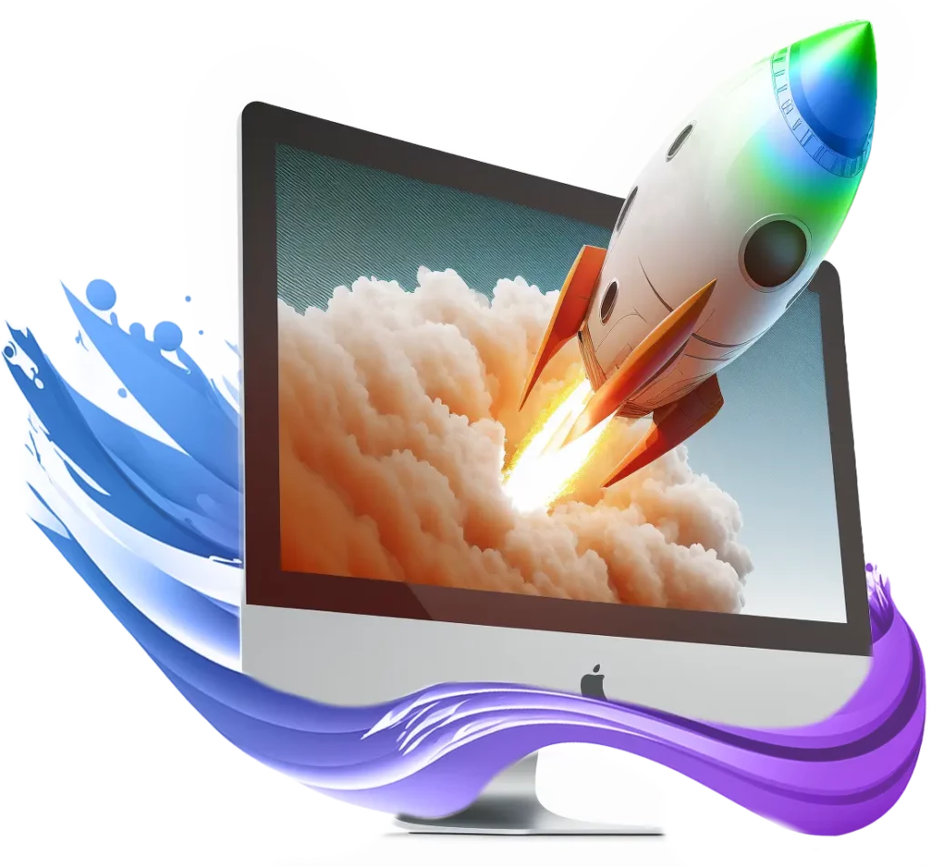 rocket flying out of computer